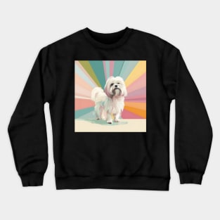 Retro Lhasa Apso: Pastel Pup Revival Crewneck Sweatshirt